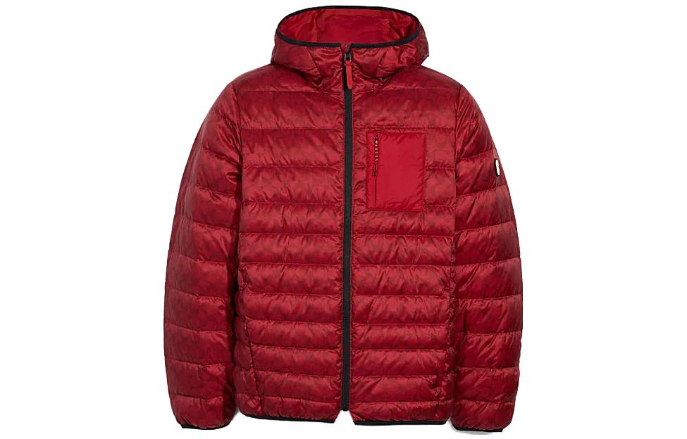 COACH Solid Color Down Jacket with Zippered Hoodie 2993-RYZ