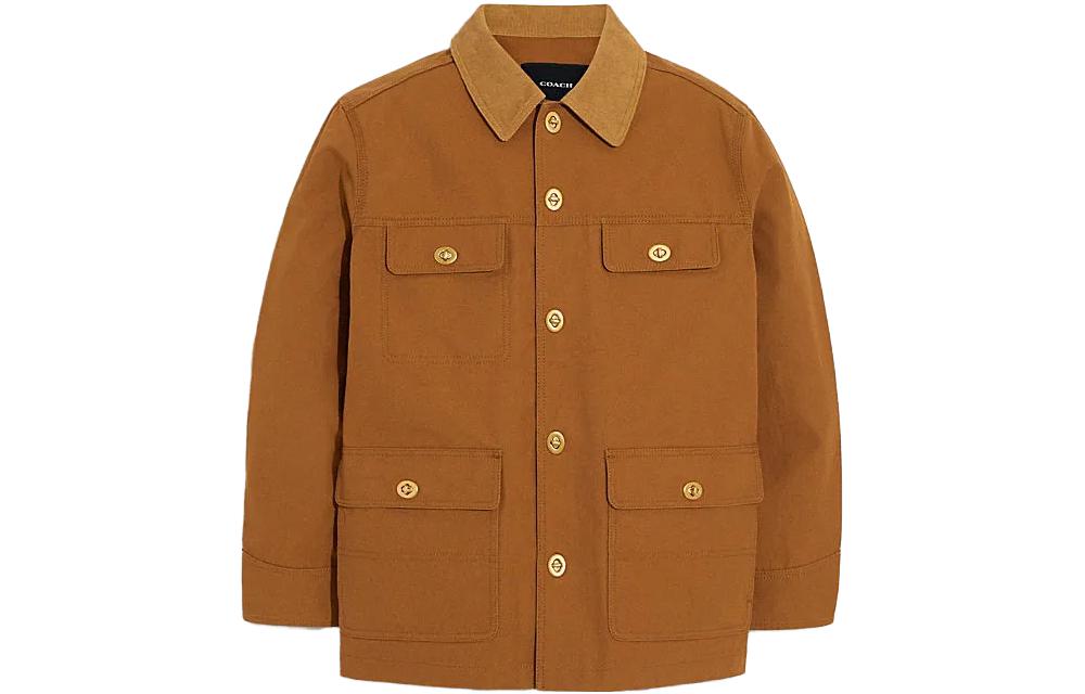 COACH Solid Color Single-Breasted Jacket in Deep Camel C9672-DCA