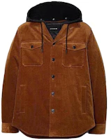 COACH Solid Corduroy Hooded Button-Up Jacket Brown C6373-TAS COACH Solid Corduroy Hooded Button-Up Jacket Brown C6373-TAS
