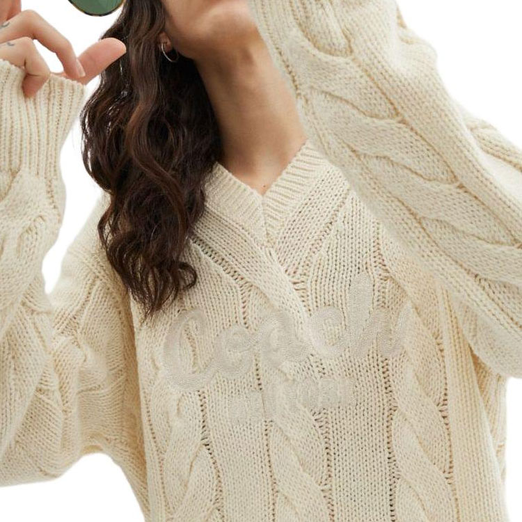 Purchase COACH标志刺绣针织V领毛衣男女同款象牙色。 CP972-VT5