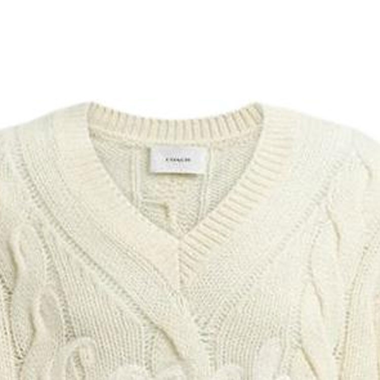 Details for COACH标志刺绣针织V领毛衣男女同款象牙色。 CP972-VT5