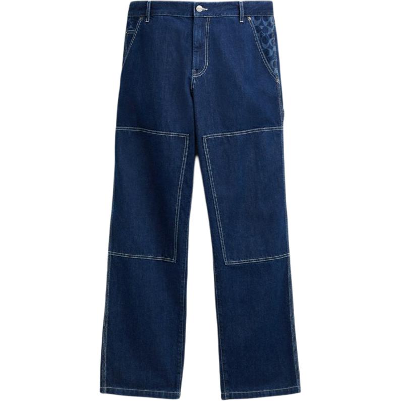 COACH Solid Straight-Leg Relaxed Fit  Jeans with Zipper Pockets - Dark Blue CN546-COK