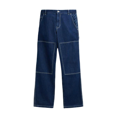 COACH Solid Straight-Leg Relaxed Fit Jeans with Zipper Pockets - Dark Blue CN546-COK
