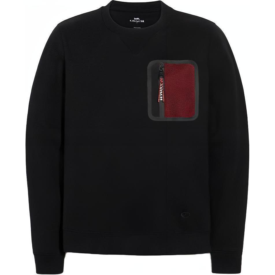 COACH SS21 Black Crewneck Sweatshirt with Pocket. C0555-BLK
