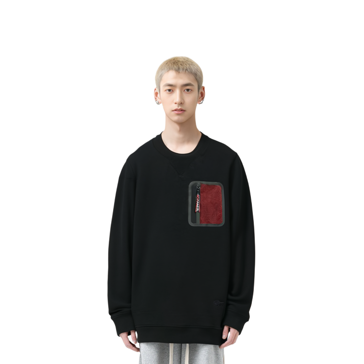 Shop COACH SS21 Black Crewneck Sweatshirt with Pocket. C0555-BLK