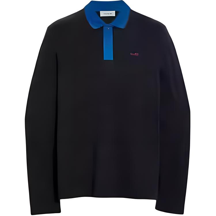 COACH SS21 Casual Long-Sleeve Polo Shirt - Black 6660_BLK