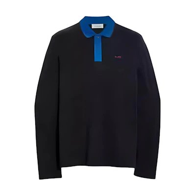 COACH SS21 Casual Long-Sleeve Polo Shirt - Black 6660_BLK