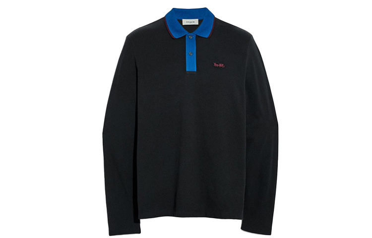 Order COACH SS21 Baju Polo Lengan Panjang Kasual - Hitam 6660_BLK