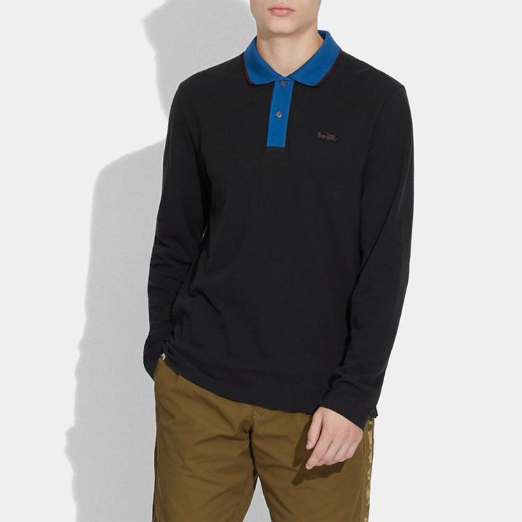 Lookbook COACH SS21 Baju Polo Lengan Panjang Kasual - Hitam 6660_BLK