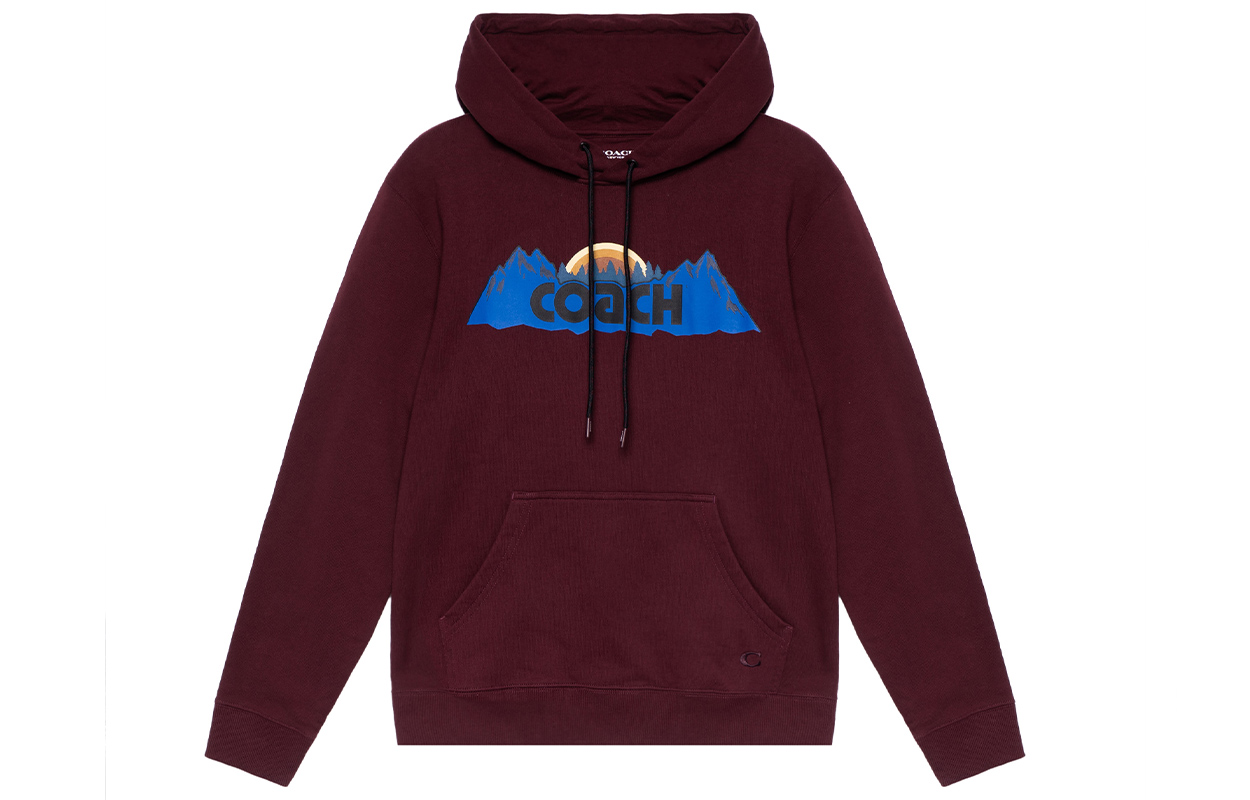 COACH SS21 Letter Logo Hoodie in Red Brown. 4342-MRN