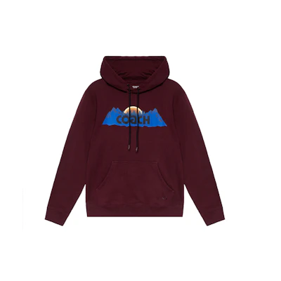 COACH SS21 Letter Logo Hoodie in Red Brown. 4342-MRN