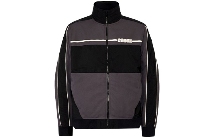 COACH SS21 Navy Logo Colorblock Letter Print Jacket 3092-STE