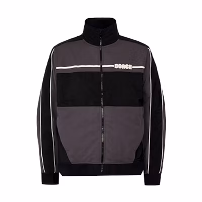 COACH SS21 Navy Logo Colorblock Letter Print Jacket 3092-STE