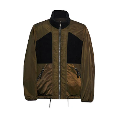 COACH SS21 Polar Fleece High Neck Zip Jacket in Olive Green F78476-BQF
