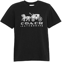 COACH SS22 Black Carriage Print Straight-Cut T-Shirt. C9114-BLK COACH SS22 Black Carriage Print Straight-Cut T-Shirt. C9114-BLK