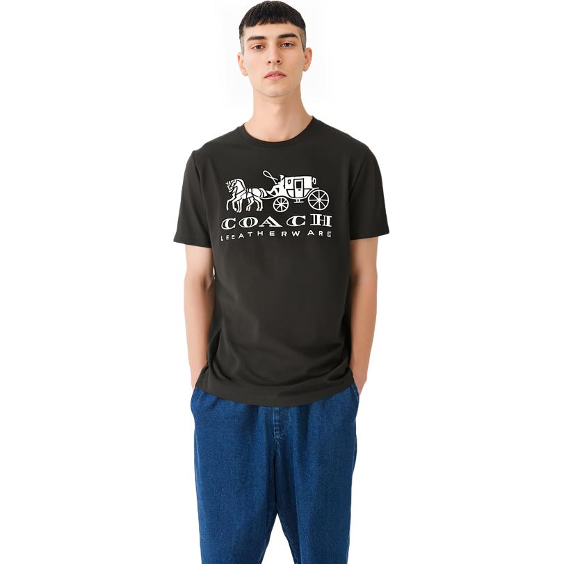 Shop 蔻驰 SS22 黑色马车印花直筒T恤. C9114-BLK