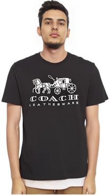 蔻驰 SS22 黑色马车印花直筒T恤. C9114-BLK Purchase 蔻驰 SS22 黑色马车印花直筒T恤. C9114-BLK