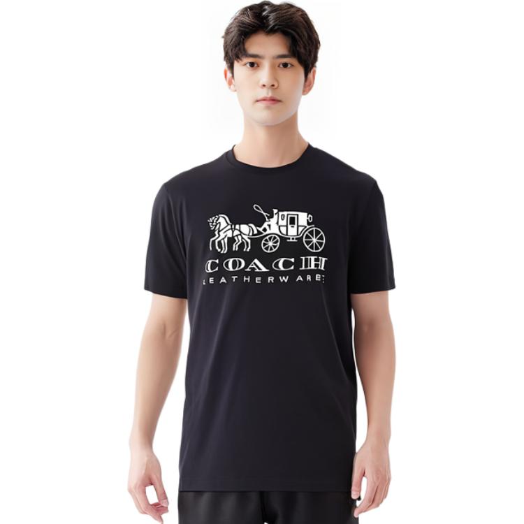 Details for 蔻驰 SS22 黑色马车印花直筒T恤. C9114-BLK