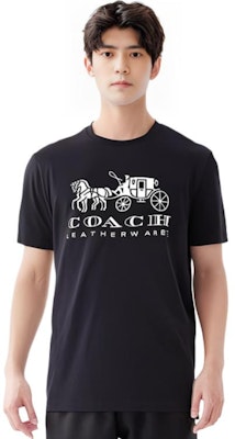 蔻驰 SS22 黑色马车印花直筒T恤. C9114-BLK Details for 蔻驰 SS22 黑色马车印花直筒T恤. C9114-BLK