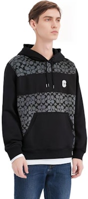 COACH SS22 ブラックロゴプリント パッチワークスウェットシャツ. C7828-R8E Sizing COACH SS22 ブラックロゴプリント パッチワークスウェットシャツ. C7828-R8E