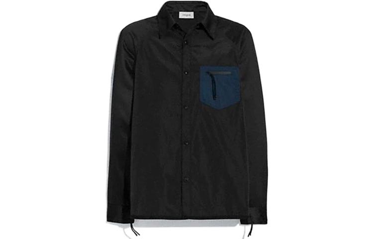 COACH SS22  Black Long-Sleeve Shirt with Contrasting Pocket and Collar. 79057-BLK