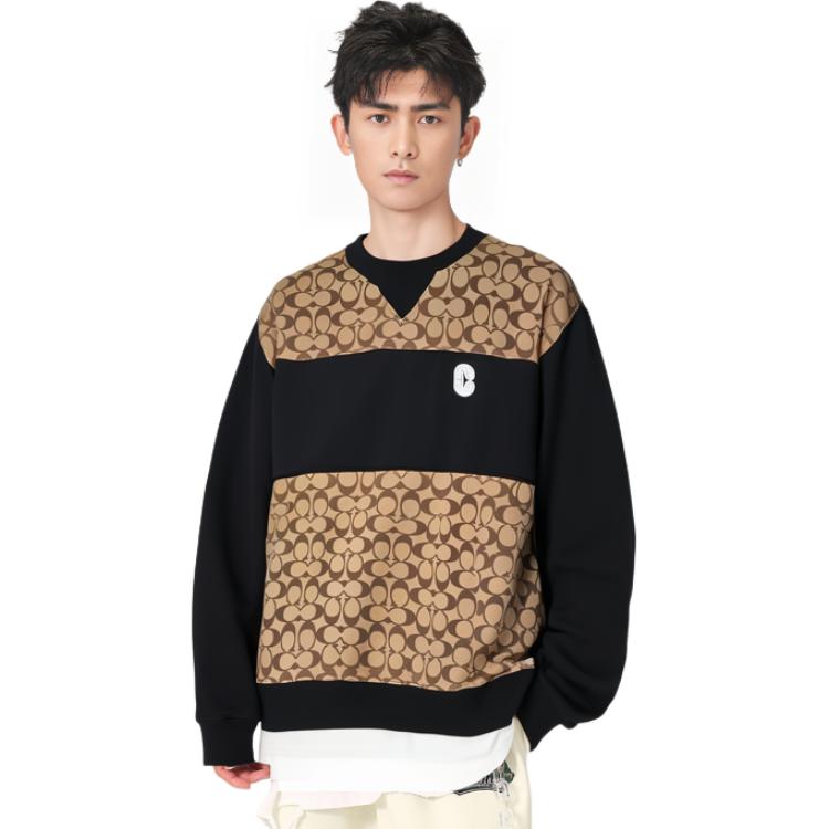 Sizing COACH SS22 休閒米色字母拼接圓領衛衣 C7816-OFZ