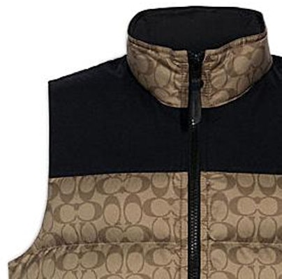 COACH SS22 Classic Logo Puffer Vest Jacket in Khaki. 4410-OFZ Lookbook COACH SS22 Classic Logo Puffer Vest Jacket in Khaki. 4410-OFZ