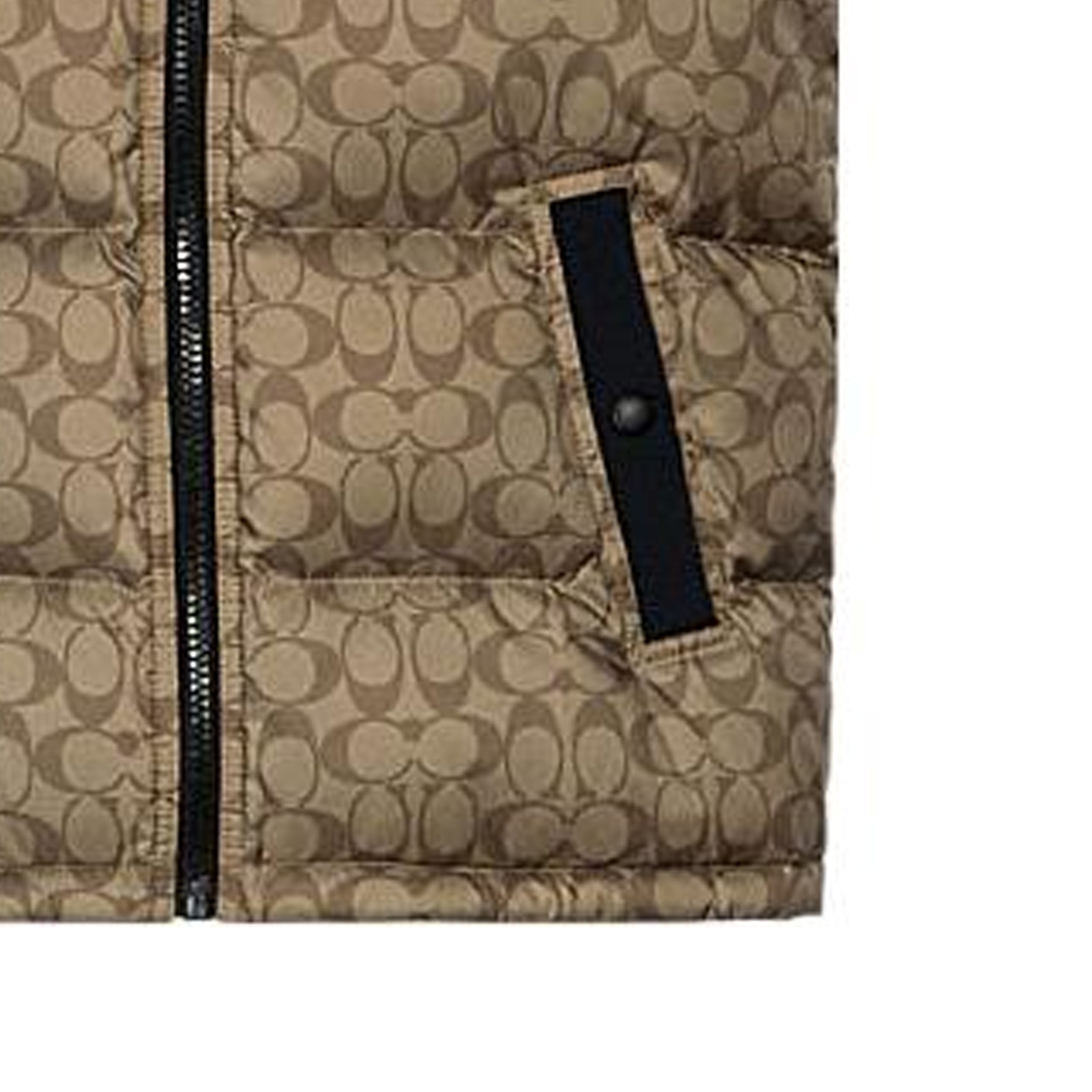 Details for COACH SS22  Classic Logo Puffer Vest Jacket in Khaki. 4410-OFZ