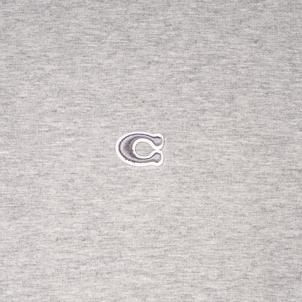 Sizing COACH SS22  Grey Solid Logo Embroidered Drawstring Hoodie C6376-LTE