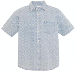 COACH SS22 淺藍色印花牛仔短袖襯衫。 C9222-S8M Buy COACH SS22 淺藍色印花牛仔短袖襯衫。 C9222-S8M