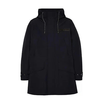 COACH SS22 Navy Solid Hooded Parka with Large Pockets. C7813-NAV