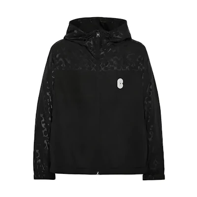 COACH SS22 Color-Block Logo Print Hoodie Jacket Black C8104-S8L