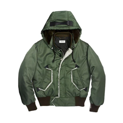 COACH SS22 Colorblock Hooded Jacket Army Green 59586-MA3