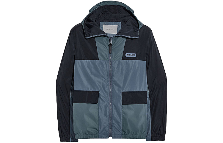 COACH SS22 Colorblock Windbreaker Jacket Blue Gray C3706-DNA