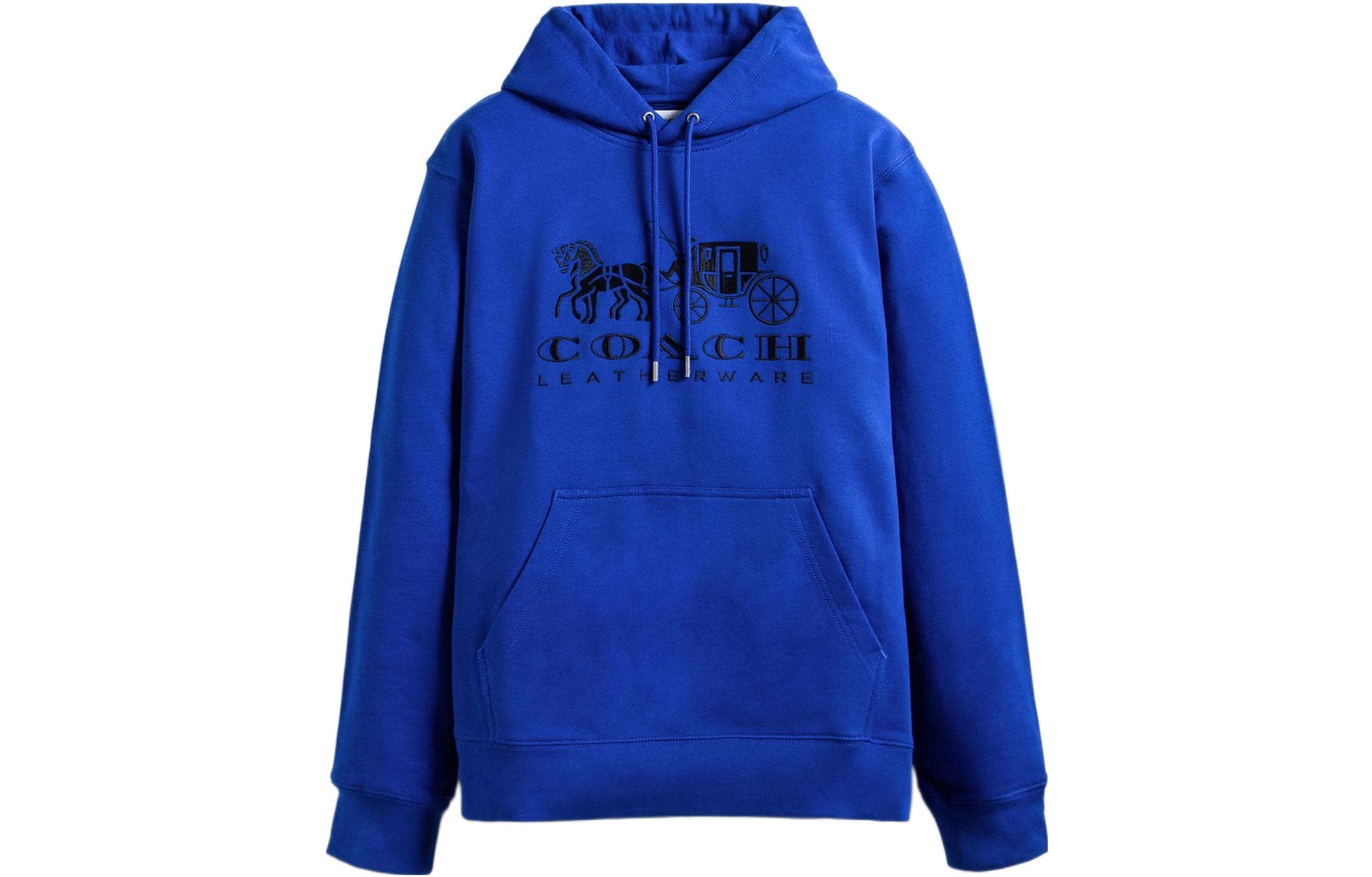 COACH SS22 Forever Series Blue Embroidered Carriage Pullover Sweatshirt Men C9113-TX2