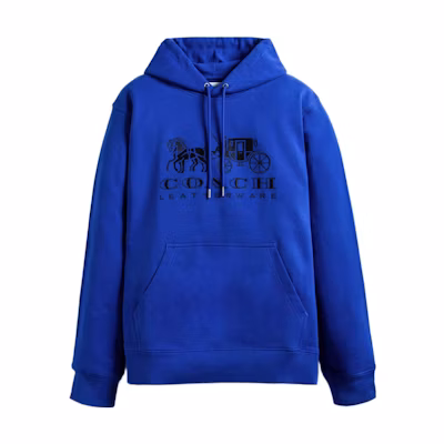 COACH SS22 Forever Series Blue Embroidered Carriage Pullover Sweatshirt Men C9113-TX2
