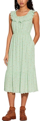 COACH SS22 Gaun Maxi Tanpa Lengan Hijau Bunga Pinggang Tinggi. CA669-GN Lookbook COACH SS22 Gaun Maxi Tanpa Lengan Hijau Bunga Pinggang Tinggi. CA669-GN