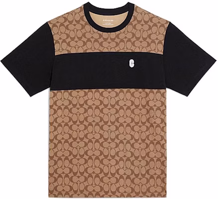 COACH SS22 Logo Print Patchwork Short-Sleeve T-Shirt Khaki . C9602-OFZ Buy COACH SS22 Logo Print Patchwork Short-Sleeve T-Shirt Khaki . C9602-OFZ