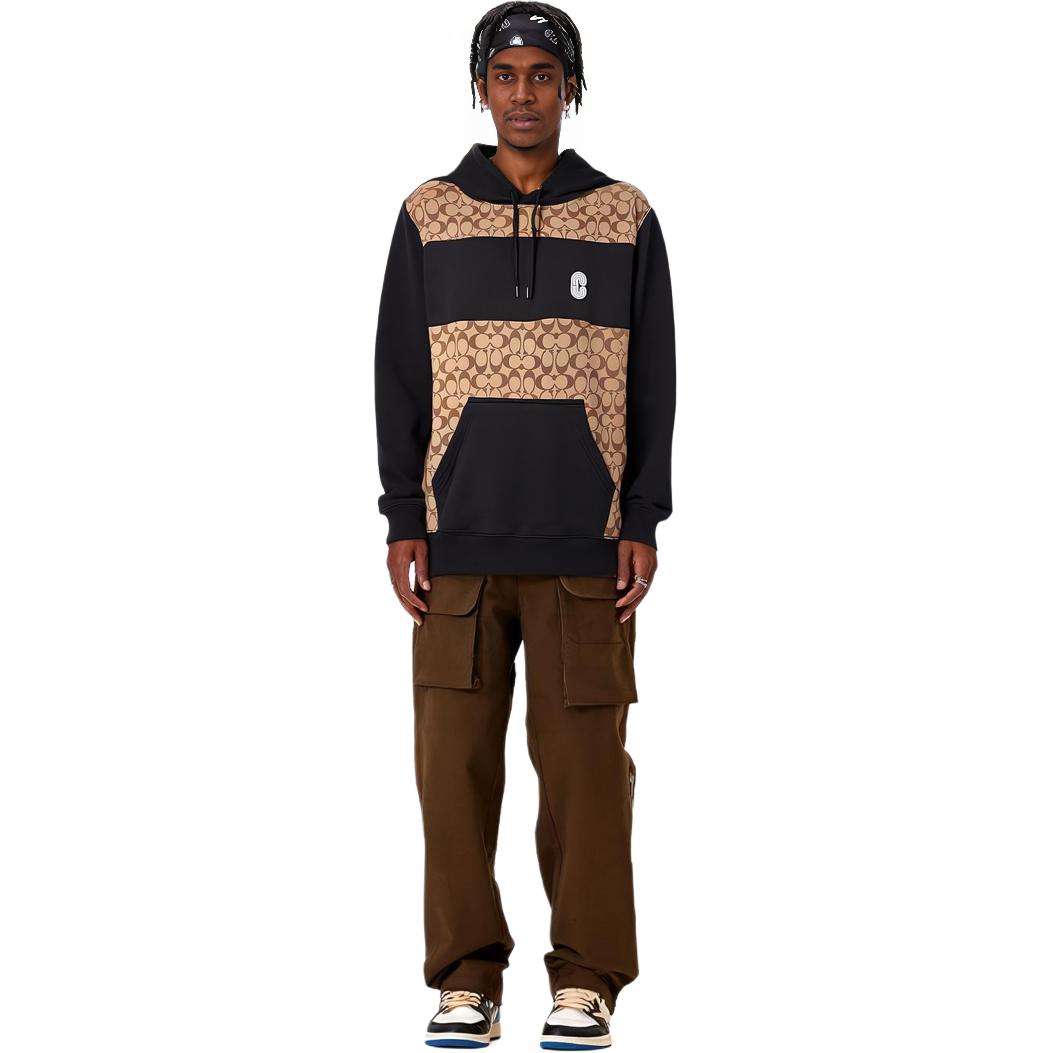 Shop Coach SS22 標誌印花拼接運動衫 卡其色 C7828-OFZ