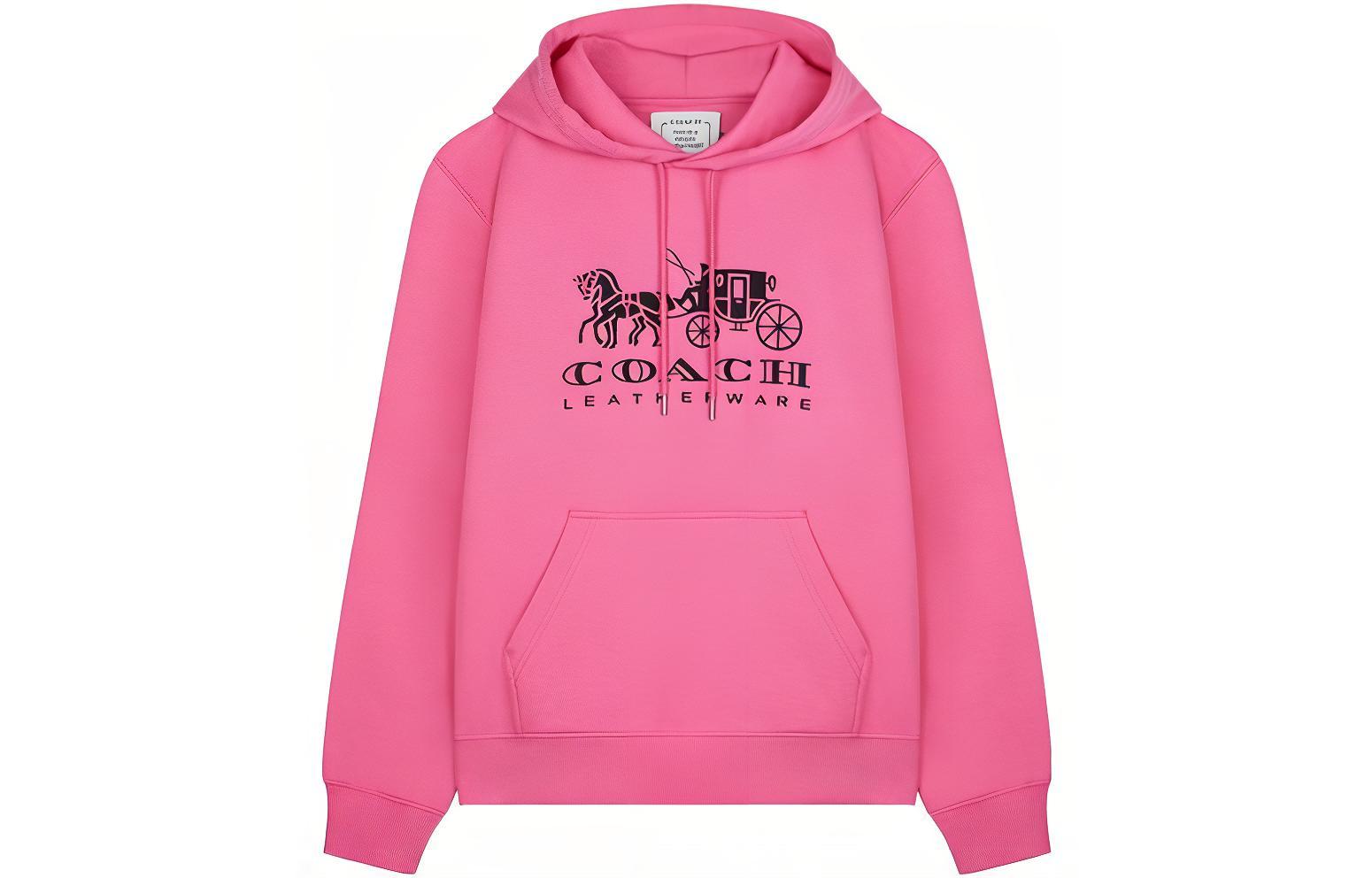 COACH SS22 Pink Carriage Logo Long Sleeve Sweatshirt C9113-QDV