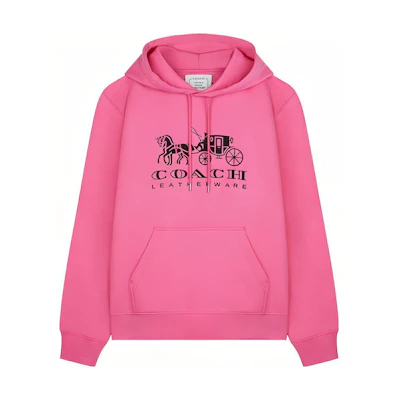 COACH SS22 Pink Carriage Logo Long Sleeve Sweatshirt C9113-QDV