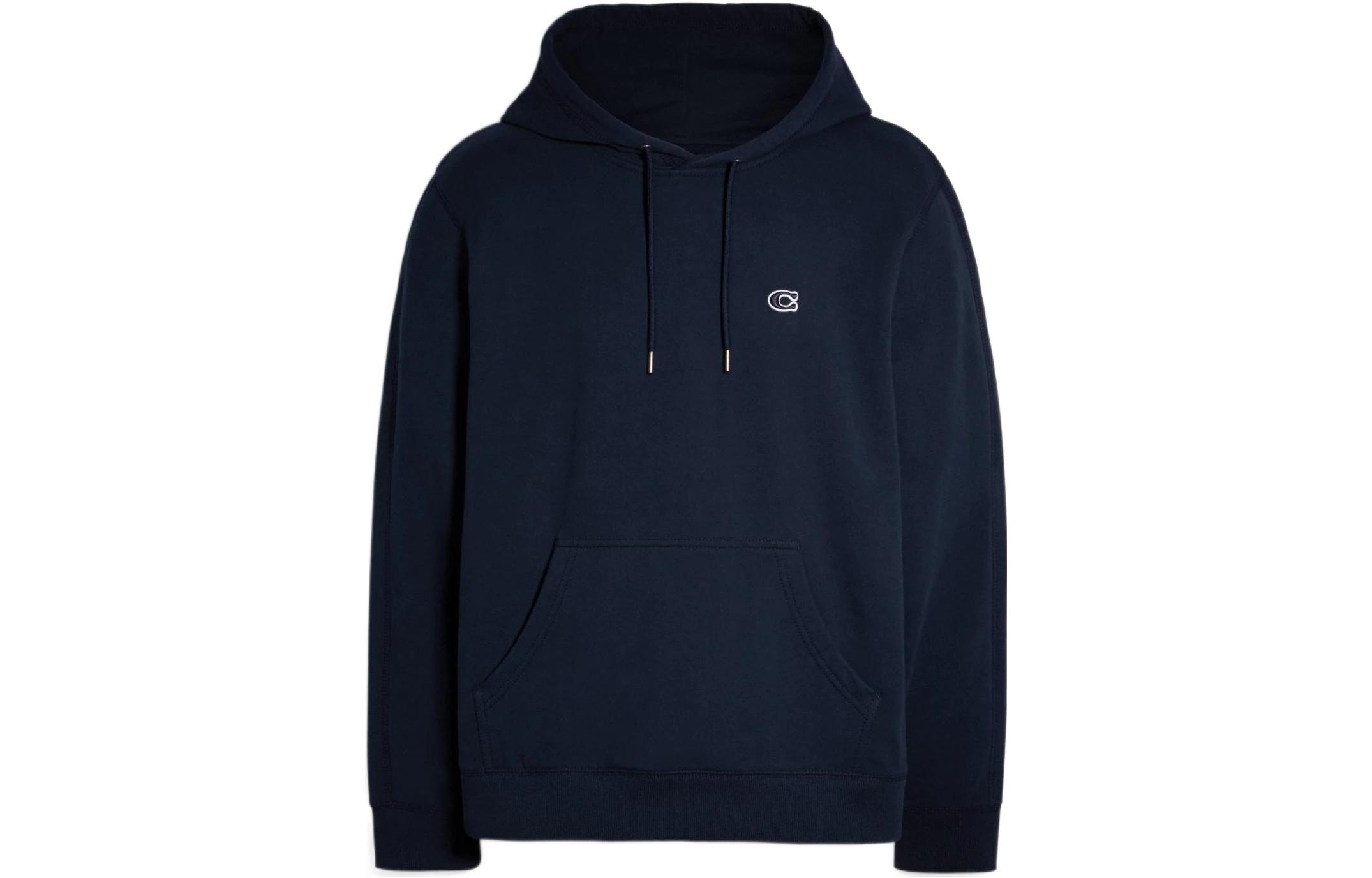COACH SS22 Solid Logo Embroidered Hoodie - Dark Blue C6376-THY
