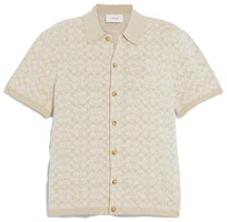 COACH SS23 Beige Logo Print Short Sleeve Polo Shirt. CI442-IVO COACH SS23 Beige Logo Print Short Sleeve Polo Shirt. CI442-IVO