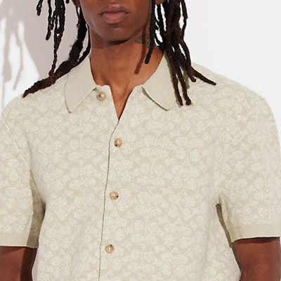 COACH SS23 米色標誌印花短袖Polo襯衫 CI442-IVO Details for COACH SS23 米色標誌印花短袖Polo襯衫 CI442-IVO