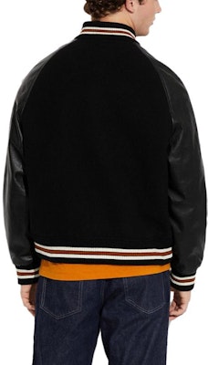 COACH SS23 Black Baseball Jacket with Logo Patch and Button Closure. CF802-BLK Shop COACH SS23 Black Baseball Jacket with Logo Patch and Button Closure. CF802-BLK
