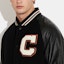Purchase COACH SS23 Black Baseball Jacket with Logo Patch and Button Closure. CF802-BLK