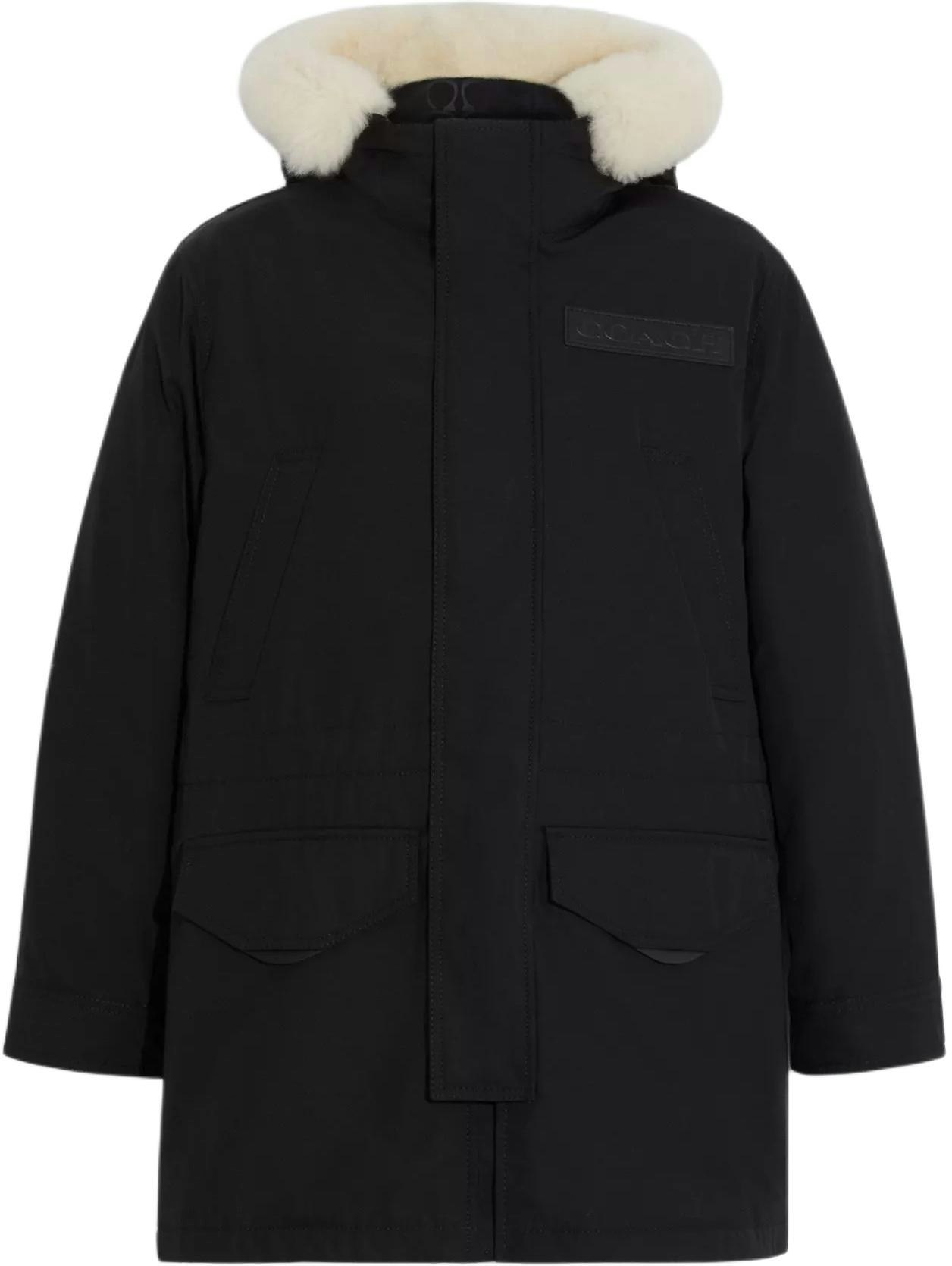 coach-ss-23-black-casual-solid-color-hooded-long-sleeve-coat-cb-587-blk