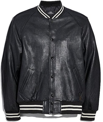 COACH SS23 黑色條紋對比羊皮革按扣夾克 F33784-BLK Order COACH SS23 黑色條紋對比羊皮革按扣夾克 F33784-BLK