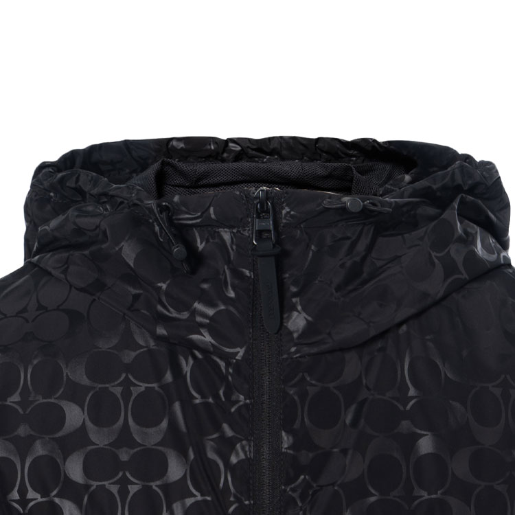 Sizing COACH SS23  Black Hooded Logo Patchwork Jacket. CI360-S8L