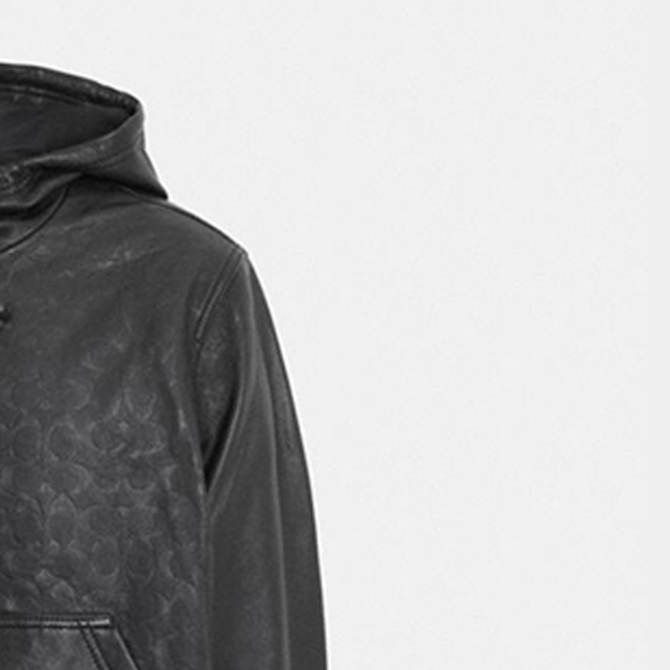 Details for COACH SS23 黑色皮革連帽外套附拉鍊口袋. CK513-OY2